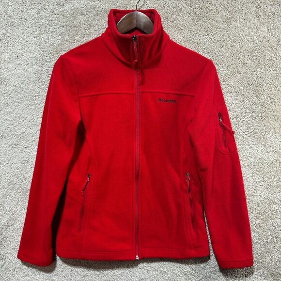 Columbia Fast Trek II Jacket Women's Small Red Full Zip Fleece‎ Classic Fit Logo - Picture 3 of 13